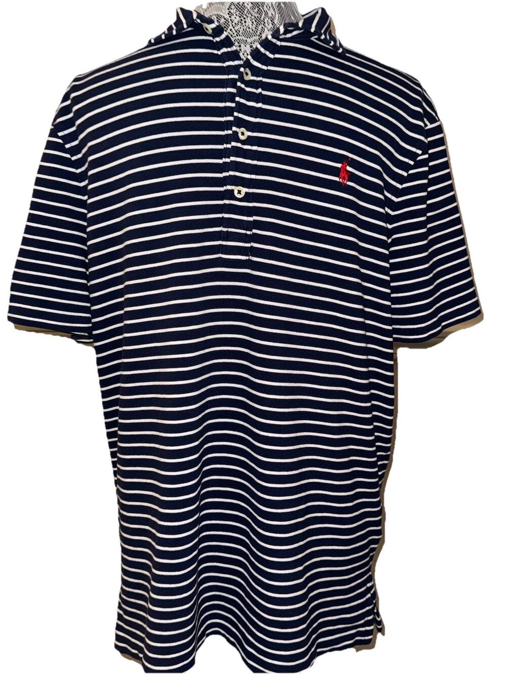 Large Vintage Polo Ralph Lauren Featherweight Mesh Terry Striped Pony Y2K VTG L